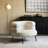 White and blue Nordic wool boucle sherpa accent chair